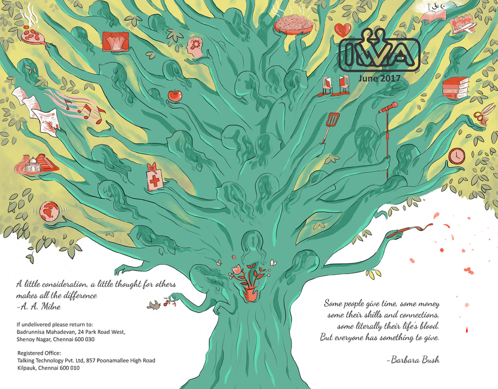 IWA newsletter booklet digital illustration by Divya George