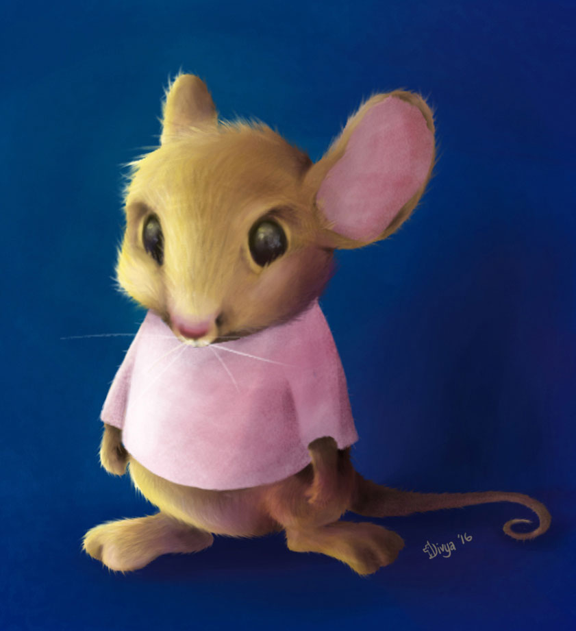 A mouse character. Digital animal art by Divya George.