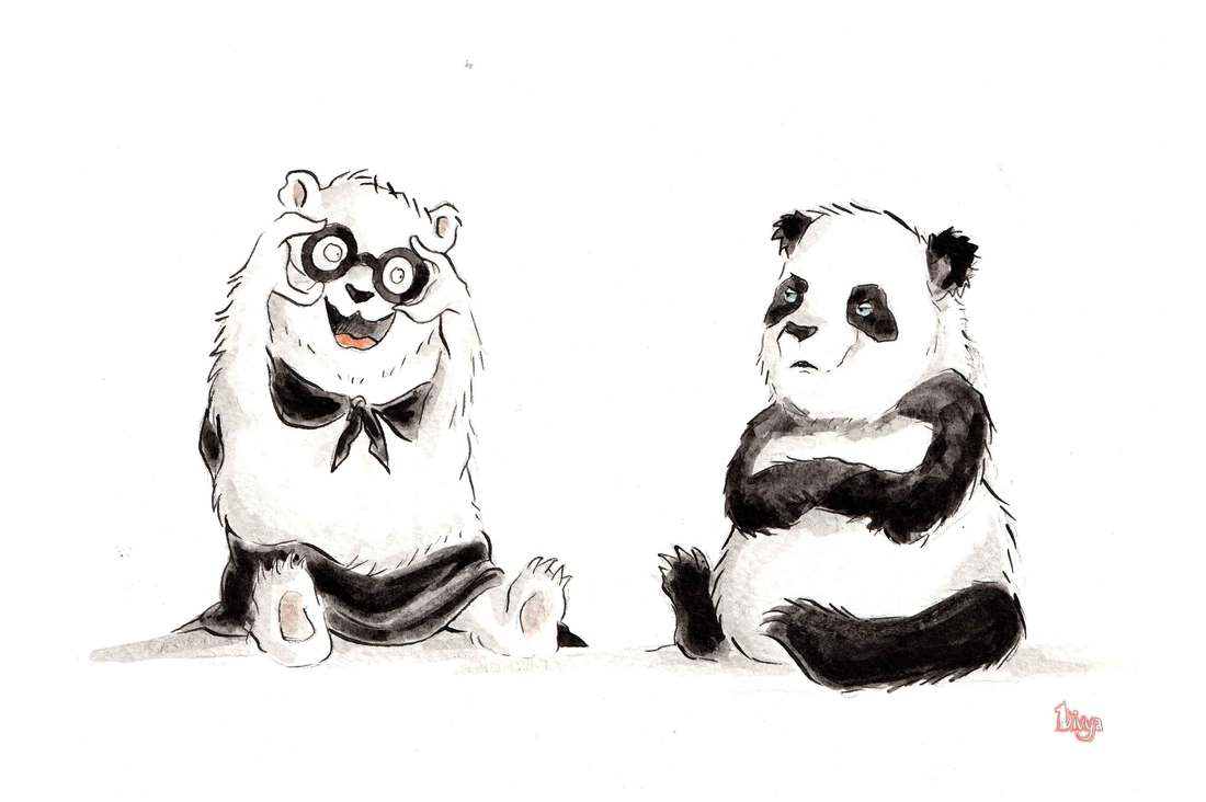 A polar bear tries to took like a Panda bear. Fun animal illustration by Divya George.